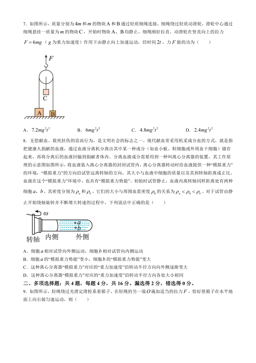 山东省滕州市第一中学2023-2024学年高一下学期3月单元过关考试（月考）物理试卷（含答案）