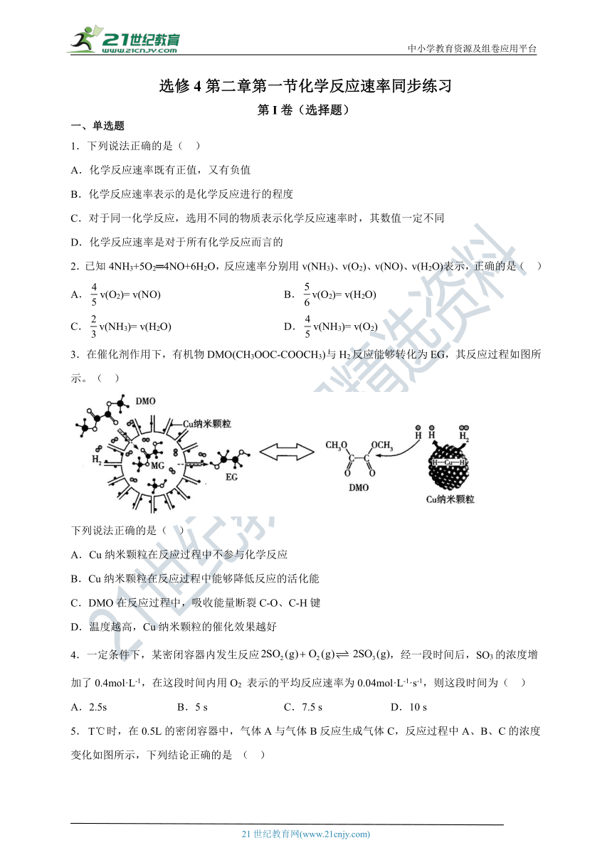 【2021-2022学年】化学选修4 新人教版  2.1化学反应速率  课后培优练（含解析）