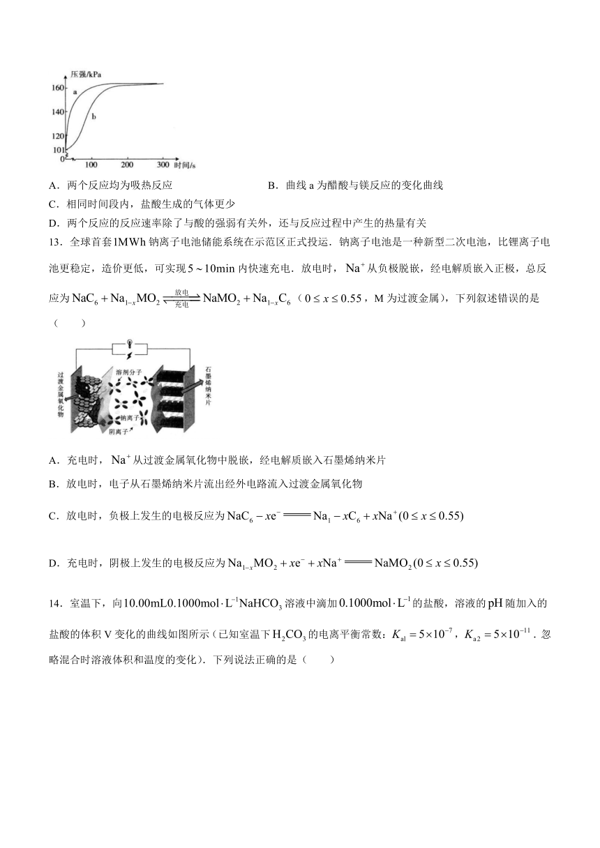 湖南省名校联盟2021-2022学年高二上学期期末教学质量检测化学试题（Word版含答案）