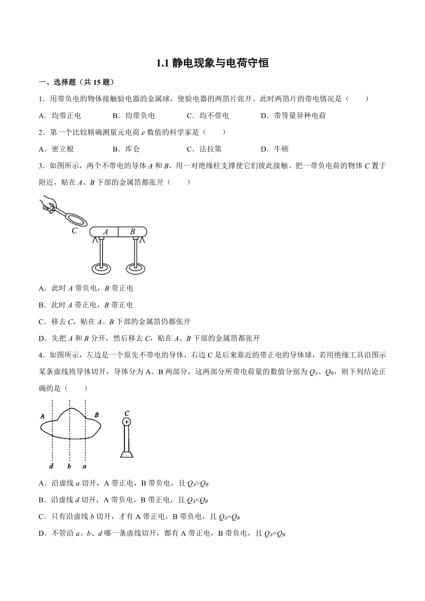 1.1静电现象与电荷守恒 同步训练（word版含答案）