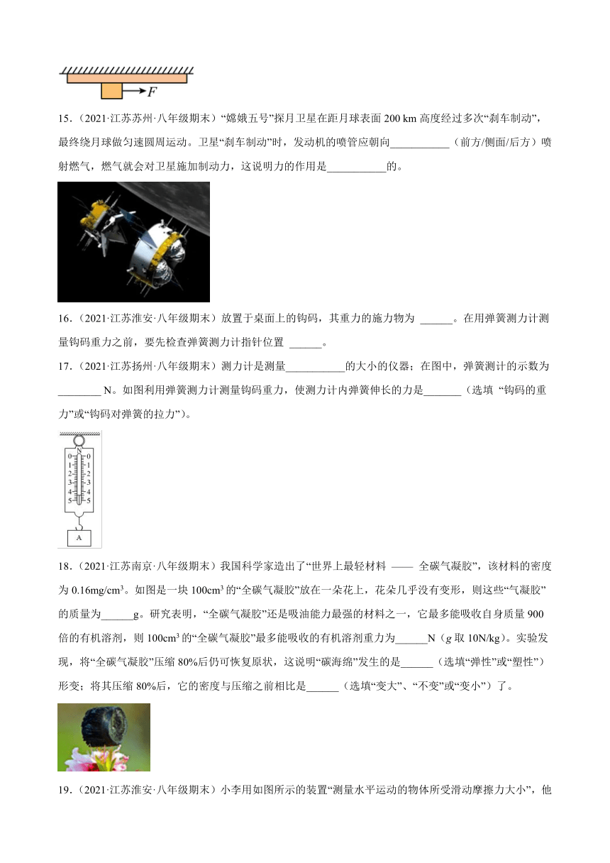 力填空题----江苏省各地2020-2021学年八年级下学期物理期末试题分类选编（有解析）