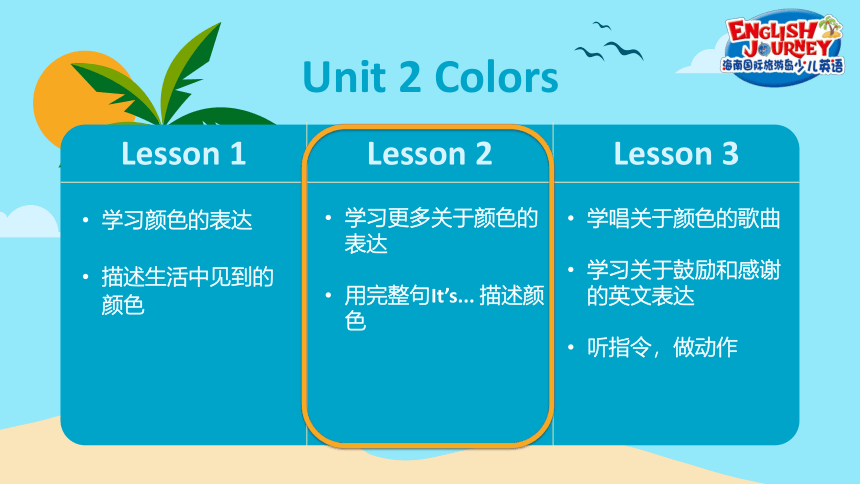 海南国际旅游岛少儿英语一年级（下）Unit 2 Colors lesson 2 课件（35张PPT）
