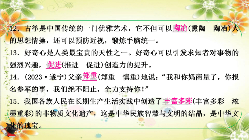 2024年中考语文考点二 词语的理解与运用4 易混近义词分类训练课件（重庆专用） (共45张PPT)