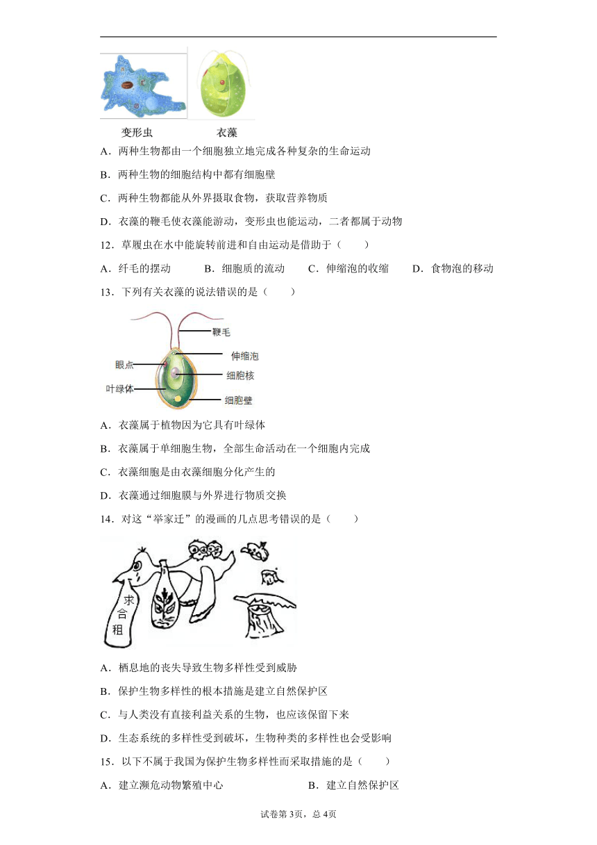 2.6 物种的多样性 同步练习（含解析）