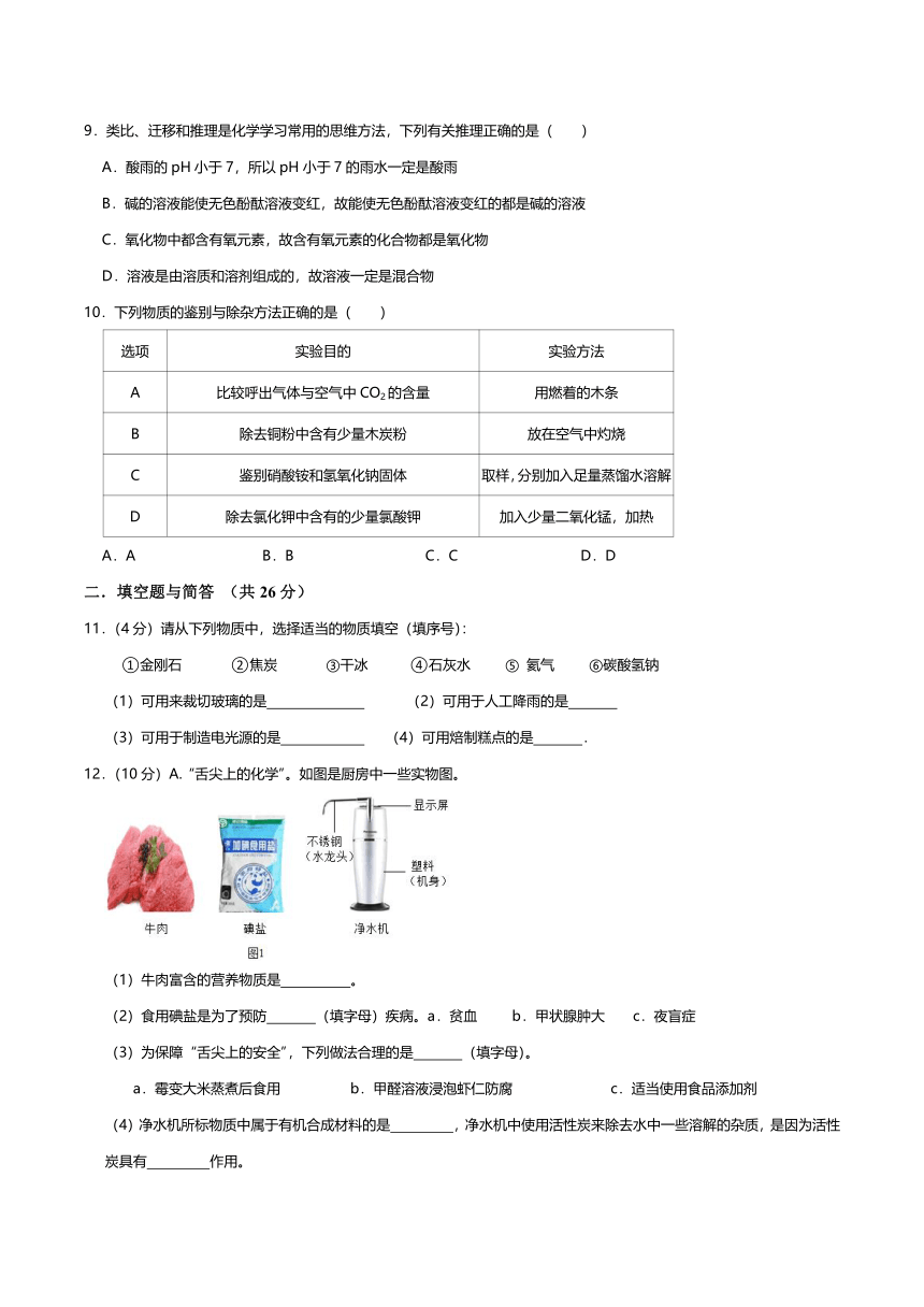 甘肃省张掖市甘州区2022-2023学年九年级下学期4月期中化学试题（无答案）