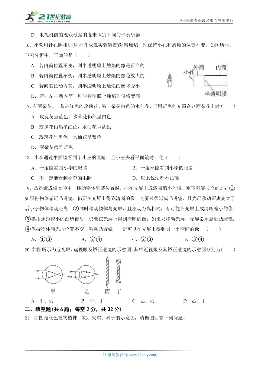 浙教版科学七年级下册期中模拟测试卷（含解析）