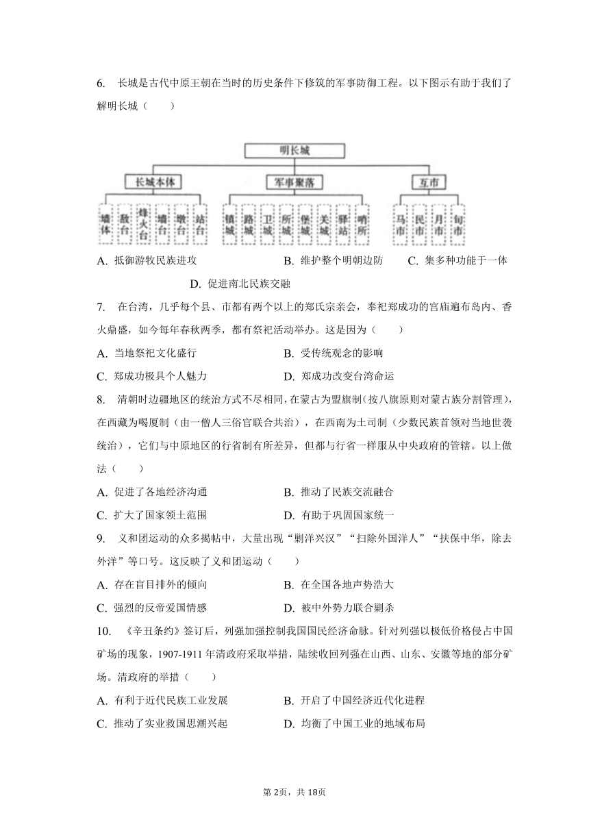 2023年河南省周口市淮阳区淮阳县搬口乡中学中考历史三模试卷（含解析）