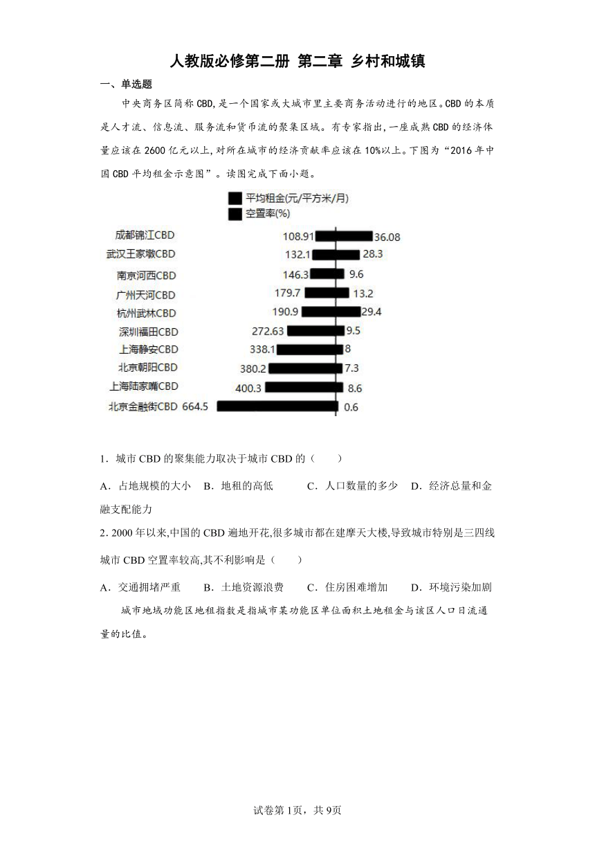 第二章乡村和城镇单元测试（Word版含答案解析）