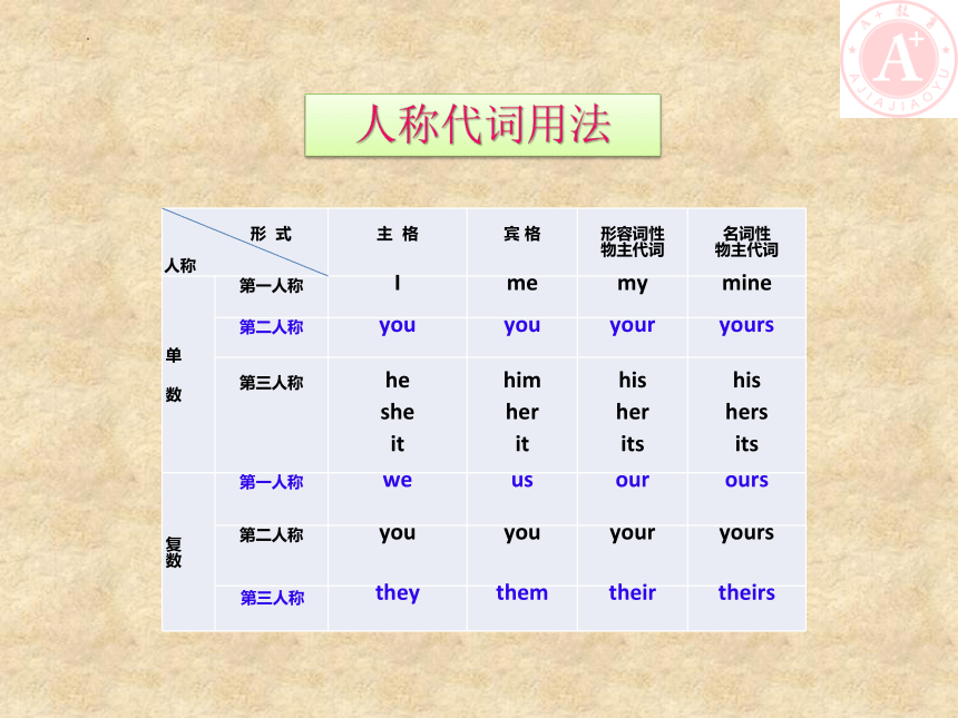 鲁教版英语七年级上册期末语法复习-名词代词课件 (共14张PPT)