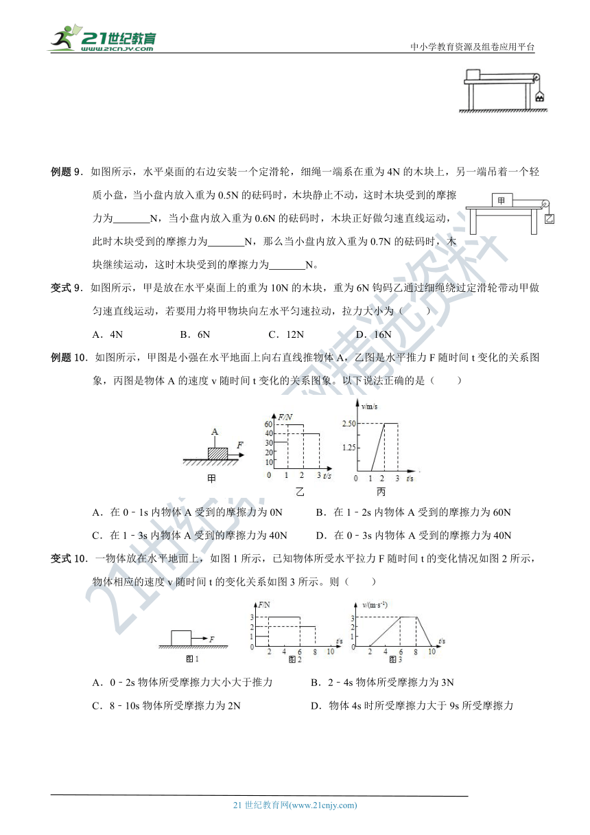 人教版初中物理八年级下册 8.3 摩擦力  专题训练（含解析）