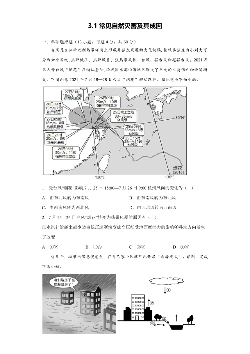 3.1 常见自然灾害及其成因  强化训练（含答案）