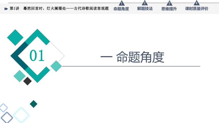 2022届高考二轮复习第3部分 专题2　第1讲　蓦然回首时，灯火阑珊处——古代诗歌阅读客观题（37张PPT）