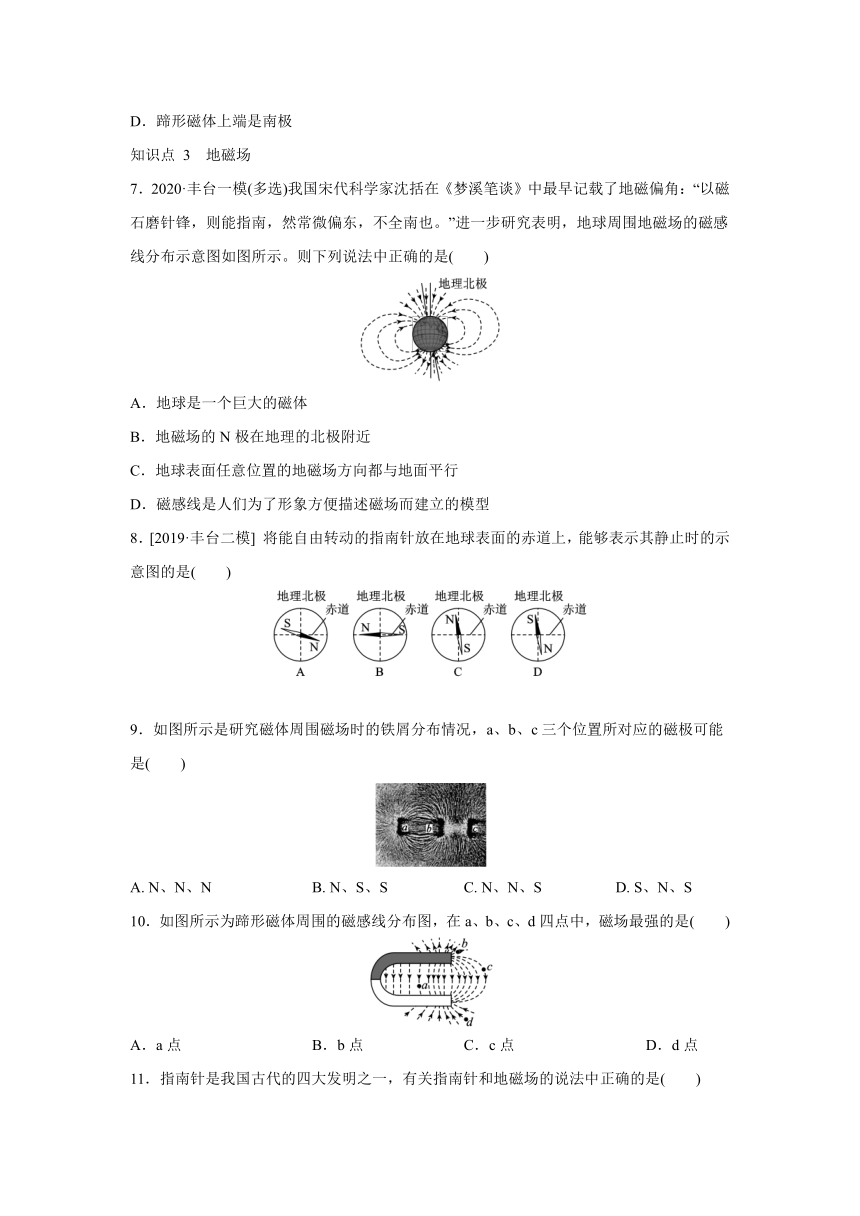 北京课改版物理九年级全一册同步练习：12.2 磁场（有答案）