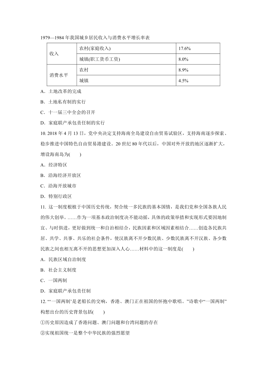 第六单元 中国社会主义建设的探索与改革开放的起步  同步单元练习（含答案）