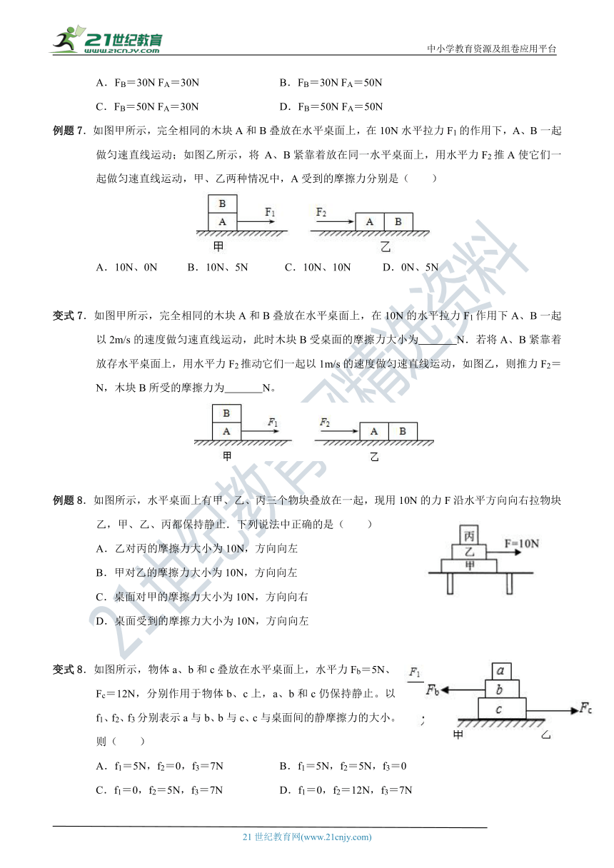 人教版初中物理八年级下册 8.3 摩擦力  专题训练（含解析）