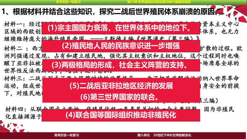 2023届高考一轮复习纲要下第21课 世界殖民体系的瓦解与新兴国家的发展课件(共45张PPT)