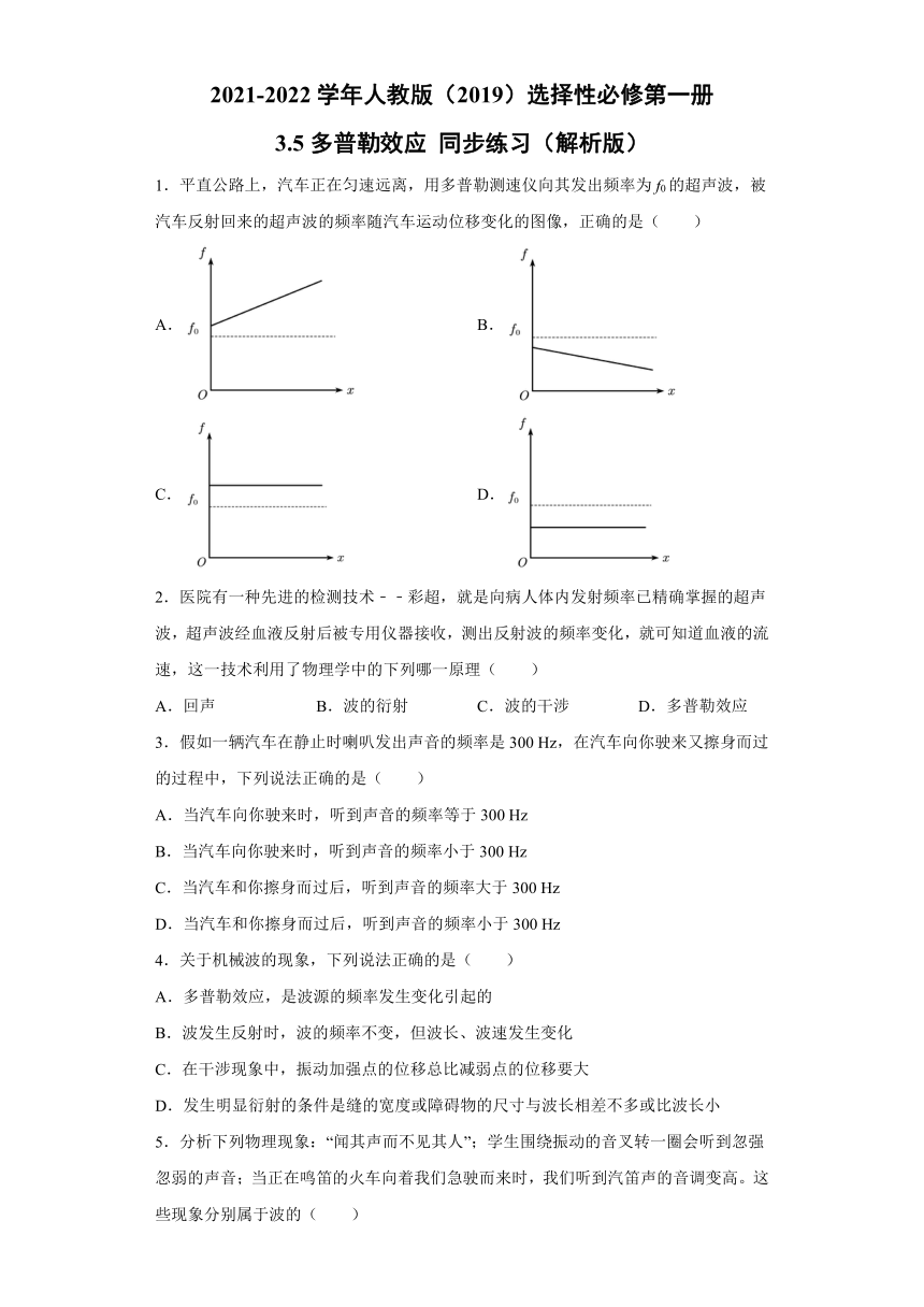 3.5多普勒效应 同步练习（word解析版）-