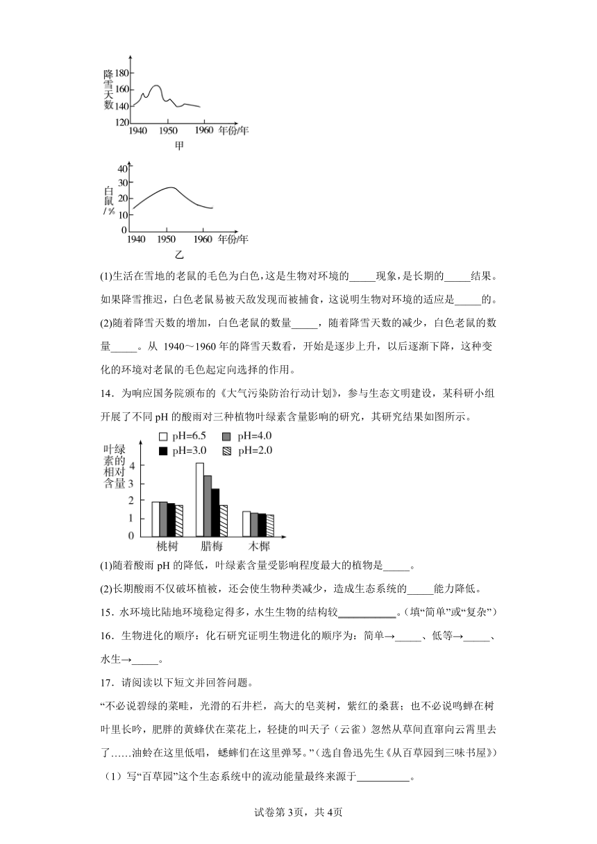 第二章 地球的演化和生物圈的形成 同步练习（含解析）