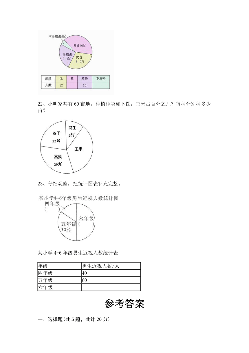 六年级上册数学第六单元 扇形统计图 测试卷-北京版(含答案)