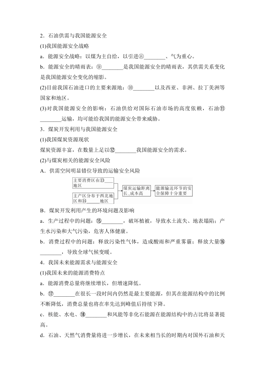 2023届高三地理一轮复习学案 专题十七  资源安全与国家安全（含答案）