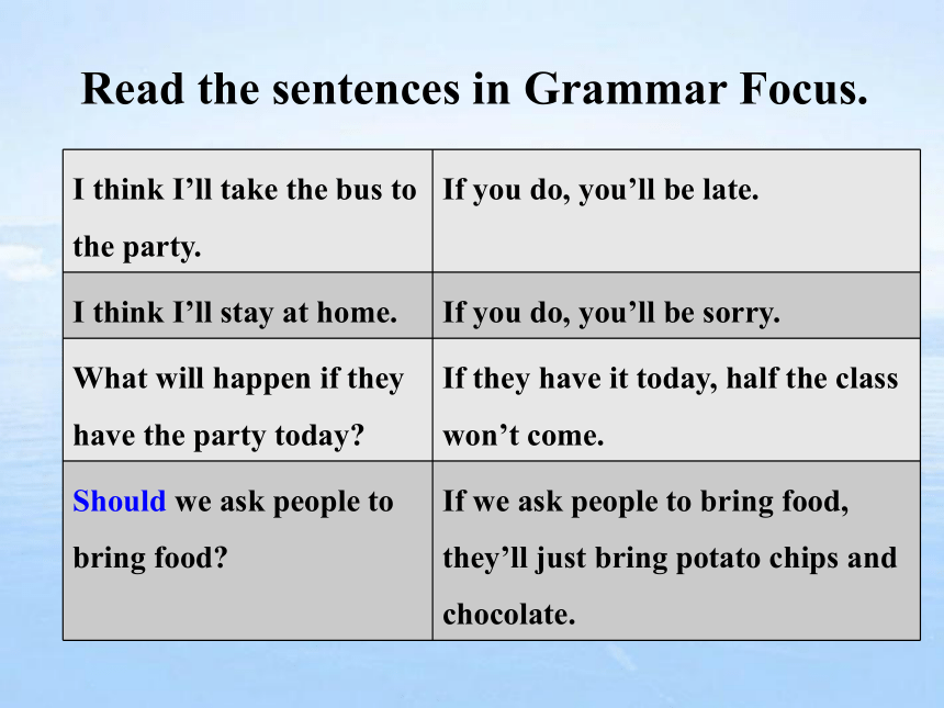 人教版八年级英语上册Unit 10  If you go to the party, you'll have a great time! Section A（Grammar Focus--3c）课件