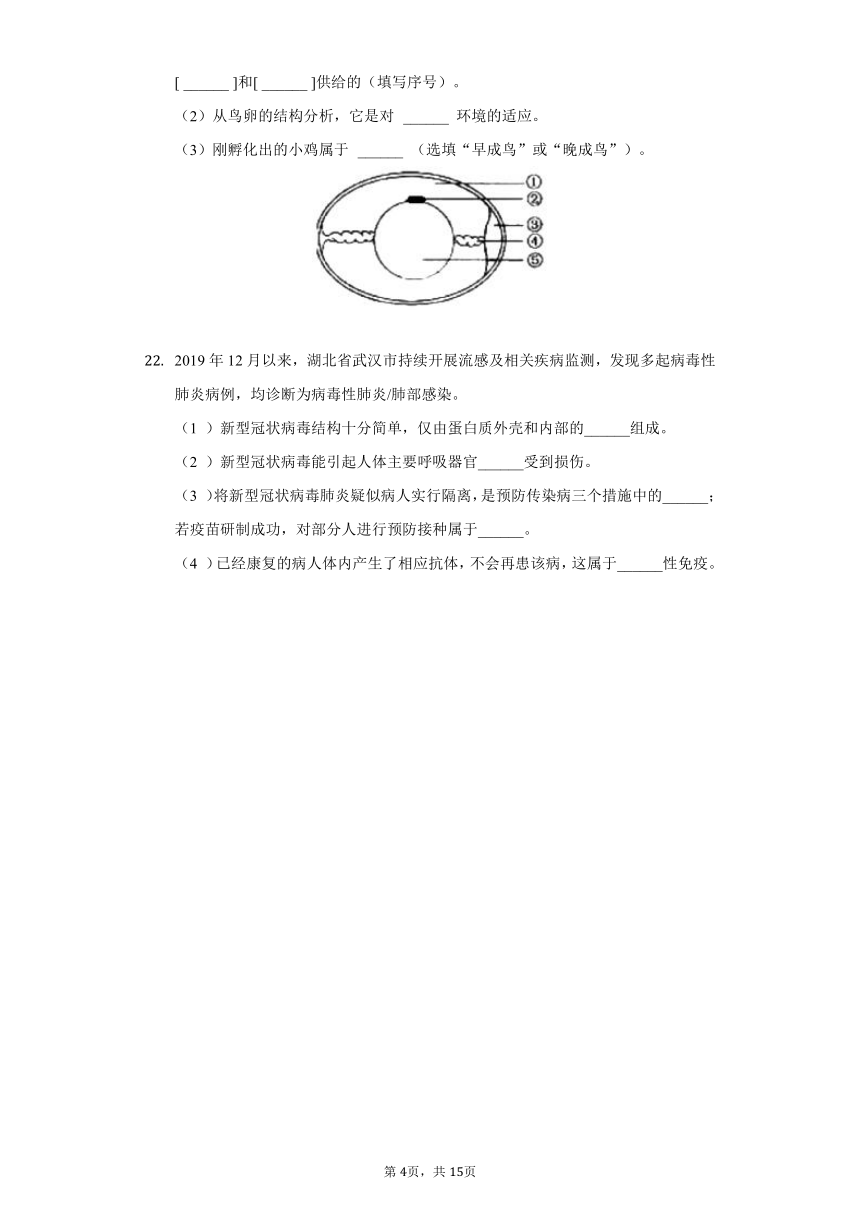 2020-2021学年江苏省盐城市东台市第四教育联盟八年级（下）期中生物试卷（word版含解析）