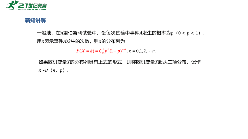 高中数学选择性必修第三册RJ·A--7.4 二项分布与超几何分布-7.4.1 二项分布  课件（共21张PPT）