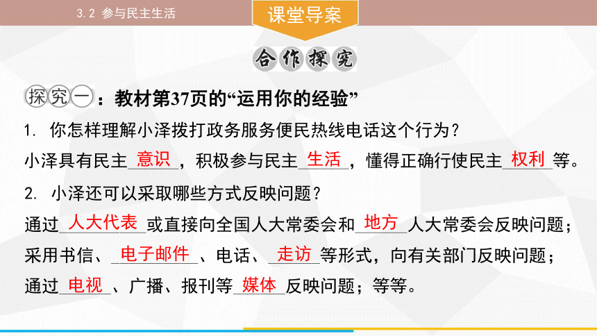 （核心素养目标）3.2 参与民主生活 课件(共37张PPT) 统编版道德与法治九年级上册