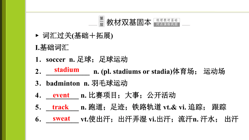 2023届高考一轮复习单元词汇短语复习：人教版（2019）必修一Unit 3  Sports  and  Fitness(68页）