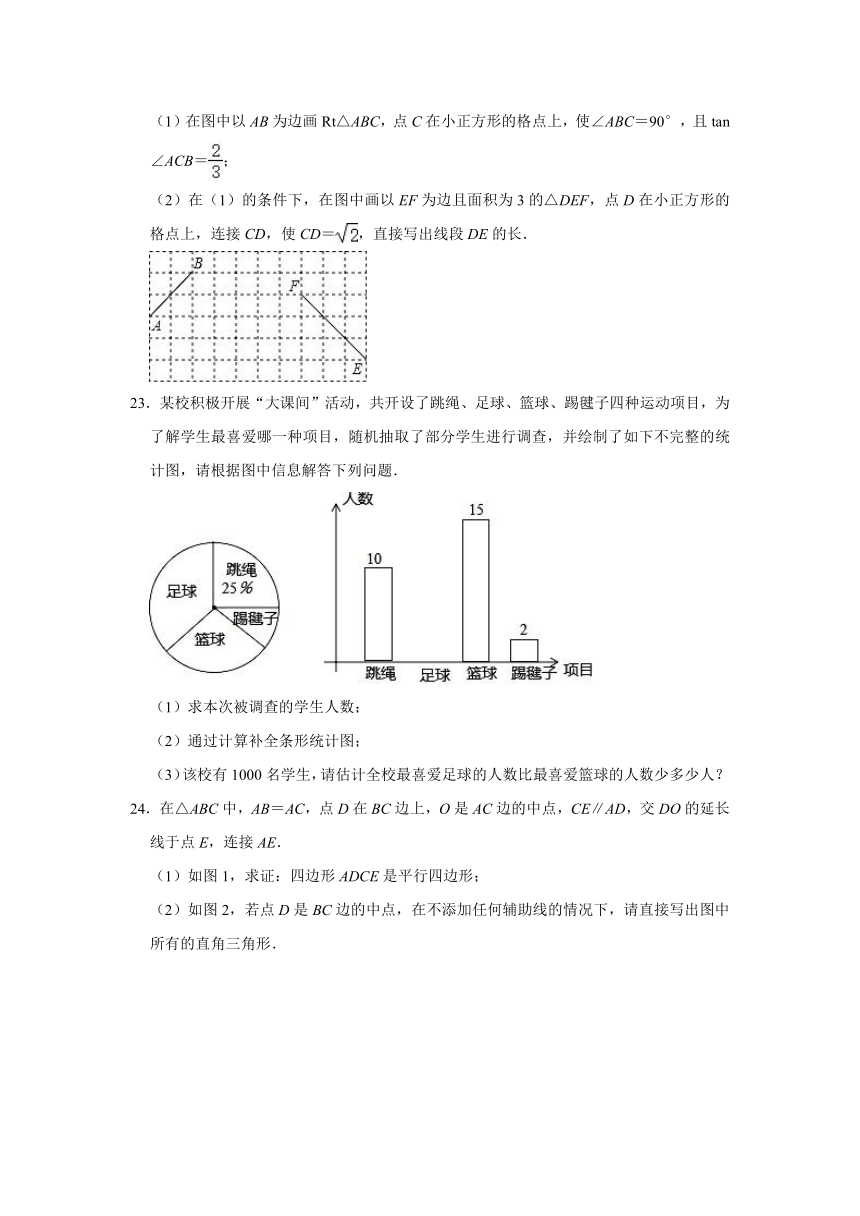 2021-2022学年黑龙江省哈尔滨市香坊区德强学校九年级（上）学情监测数学试卷（10月份）（五四学制）（Word版含解析）