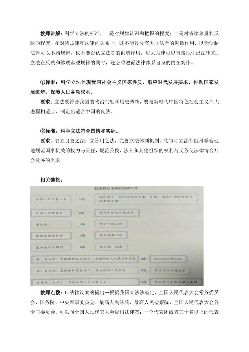 9.1科学立法（教学设计）-2023年高一思想政治同步教学设计 （统编版必修3）