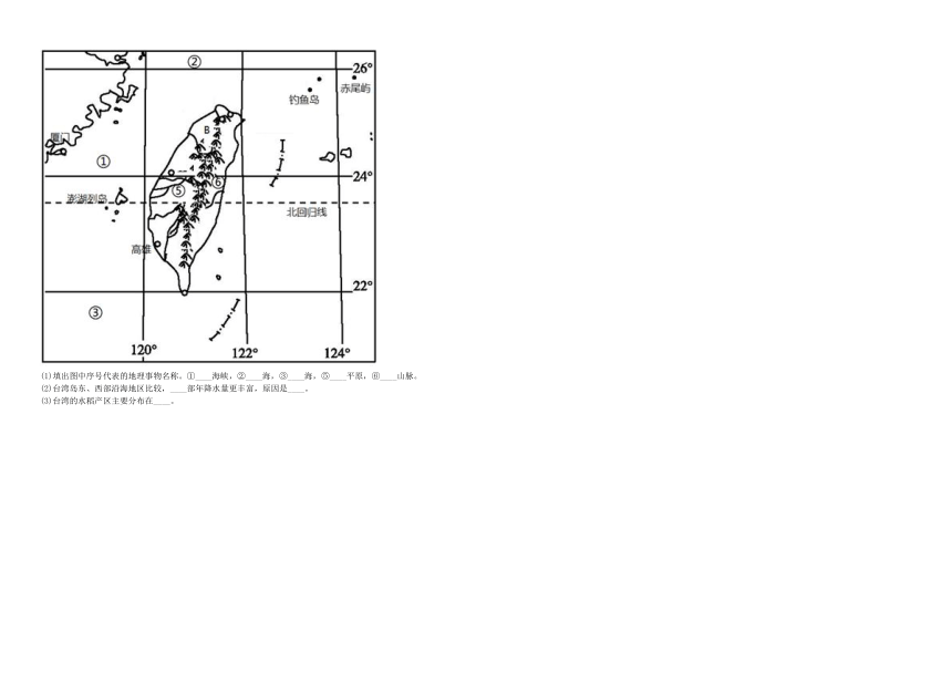 第七章 南方地区 单元练习（含解析）人教版地理八年级下册