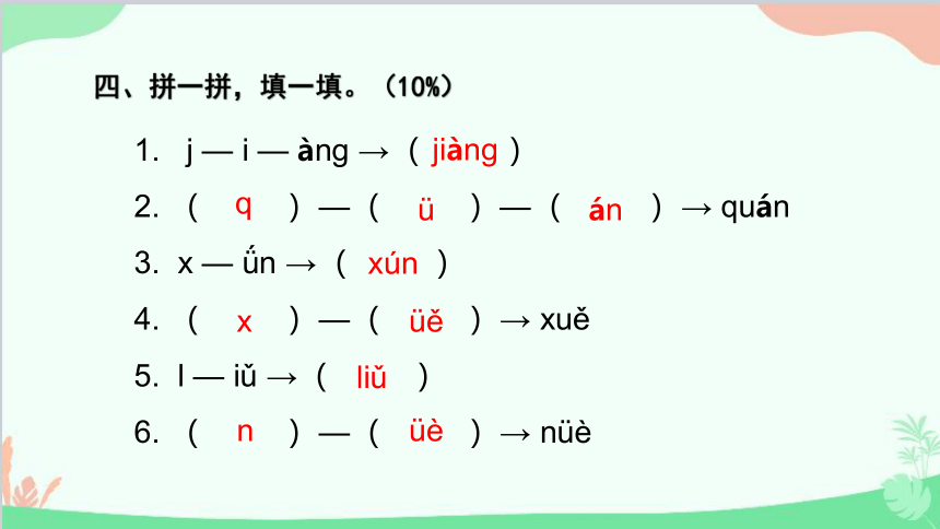 统编版语文一年级上册 第三单元综合能力评价试卷课件(共14张PPT)