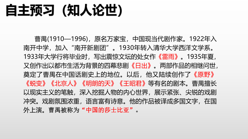 第二单元5 《雷雨》高一语文课件(共33张PPT)（统编版必修下册）