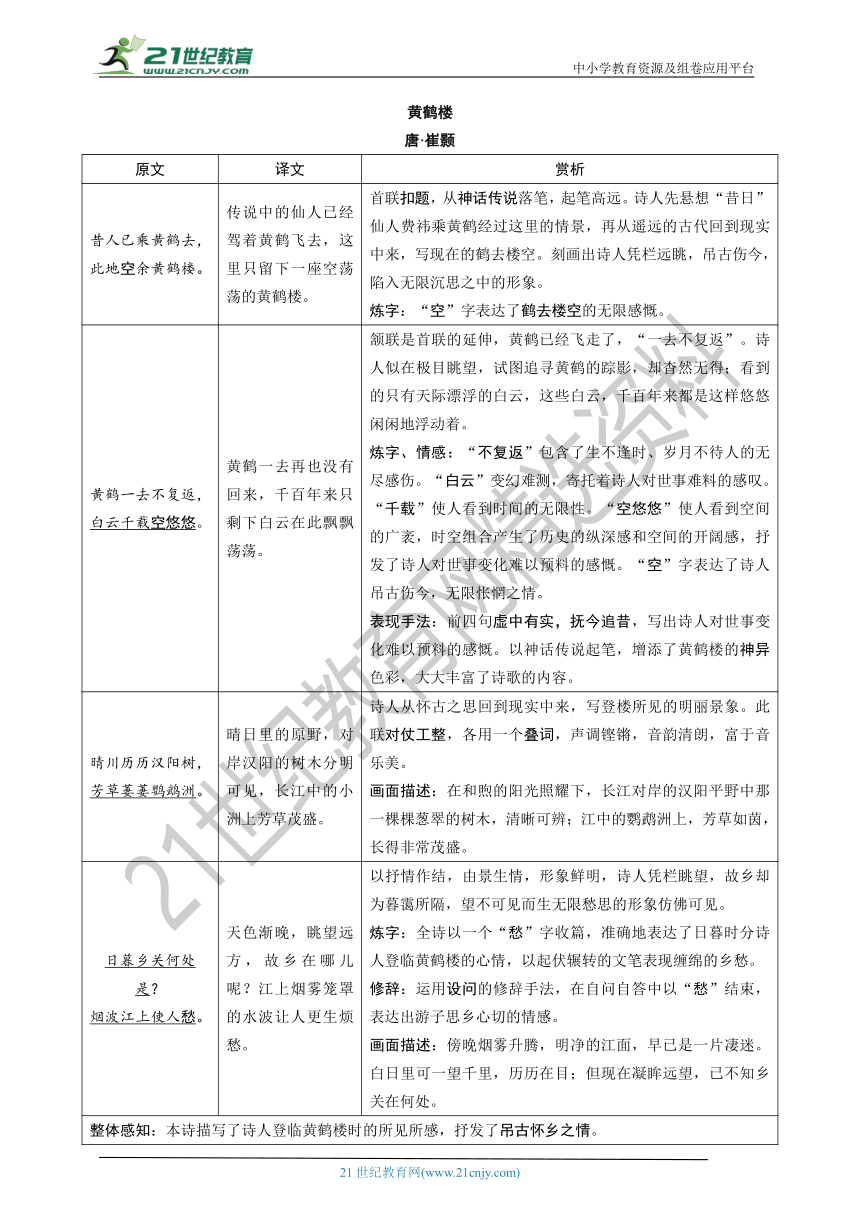 八年级语文上册期末古诗词复习 13《唐诗五首》导学案