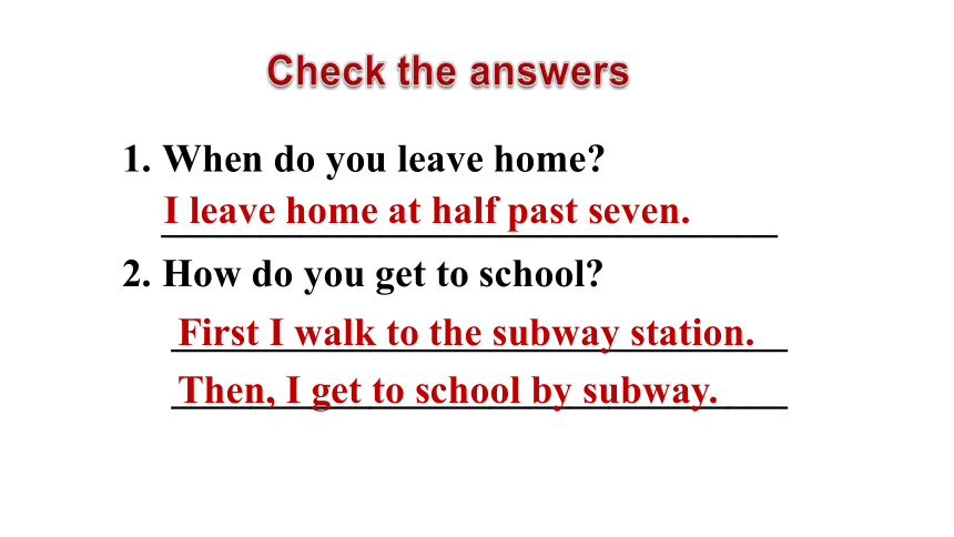 （新课标）Unit 3 Section B 3a-selfcheck 课件（新目标七下Unit 3 How do you get to school?）