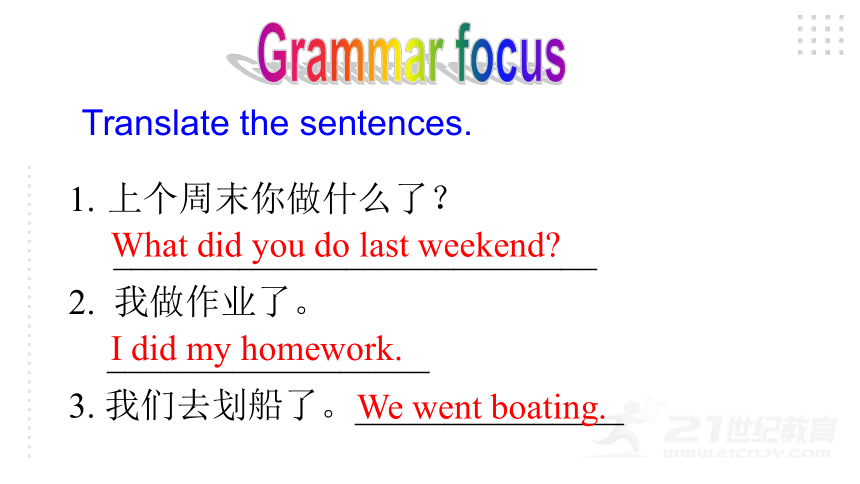 Unit 12 What did you do last weekend? Section A (Grammar Focus-3c)课件（共33张PPT）