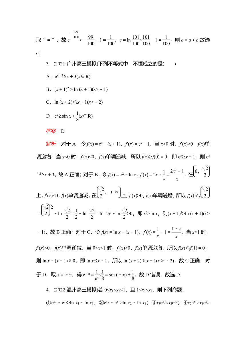 2023高考科学复习解决方案-数学(名校内参版) 第四章  4.4导数与不等式（word含答案解析）