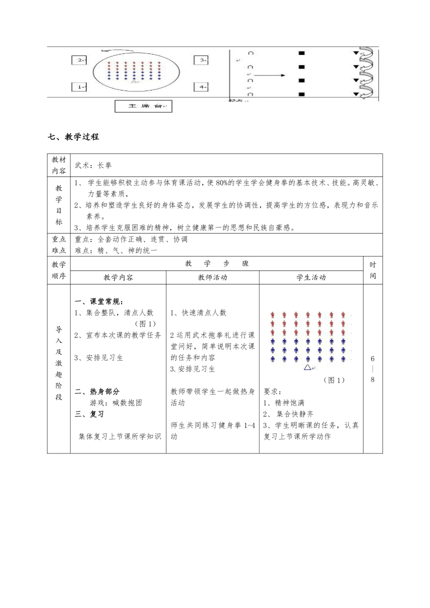 初中七年级上册体育与健康长拳教学设计