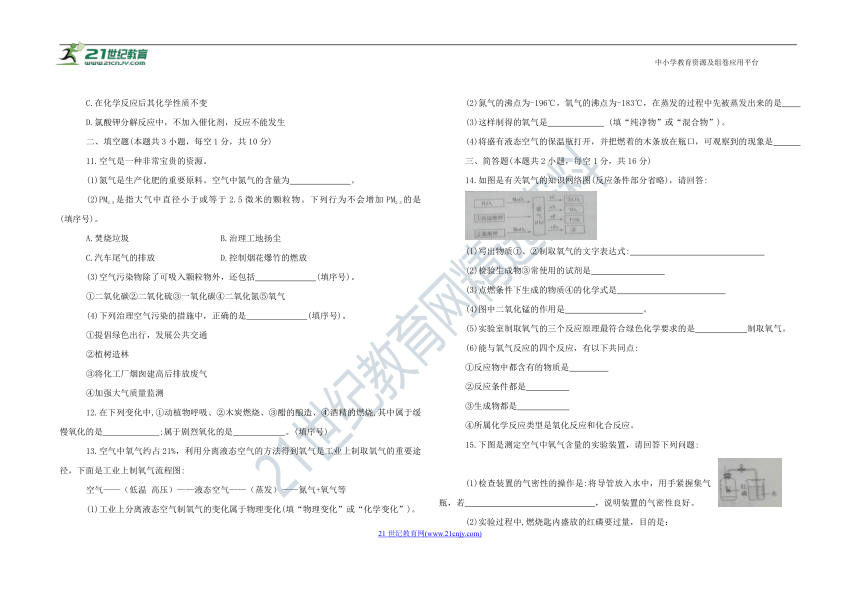 人教版九年级化学上册第二单元 我们周围的空气 单元综合与测试题（含答案）