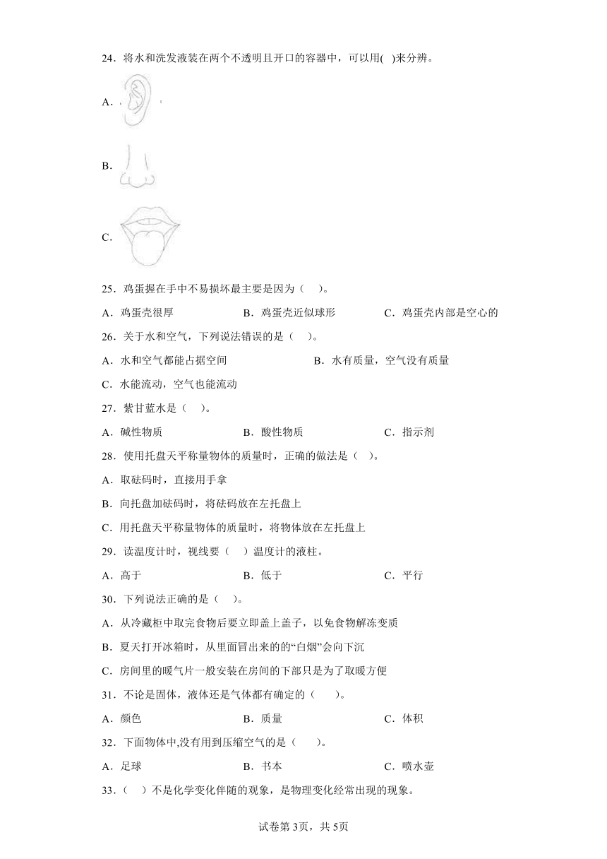 大象版（2017秋）小升初专项训练：物质 六年级科学下册（含答案）