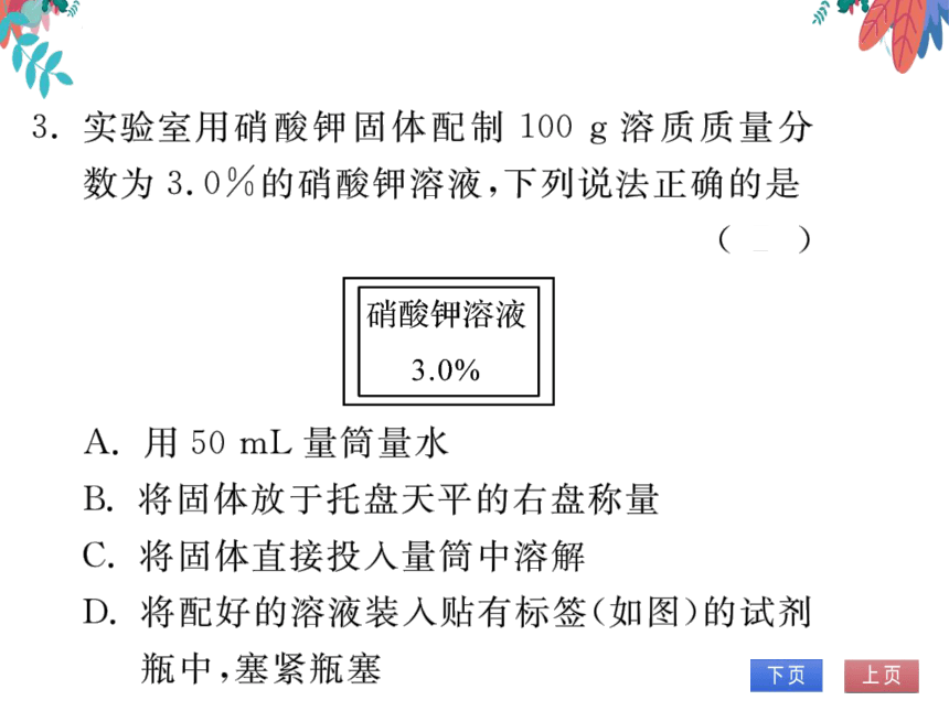 【人教版】化学九年级下册-第九单元 实验活动5 一定溶质质量分数的氯化钠溶液的配制 (习题课件)