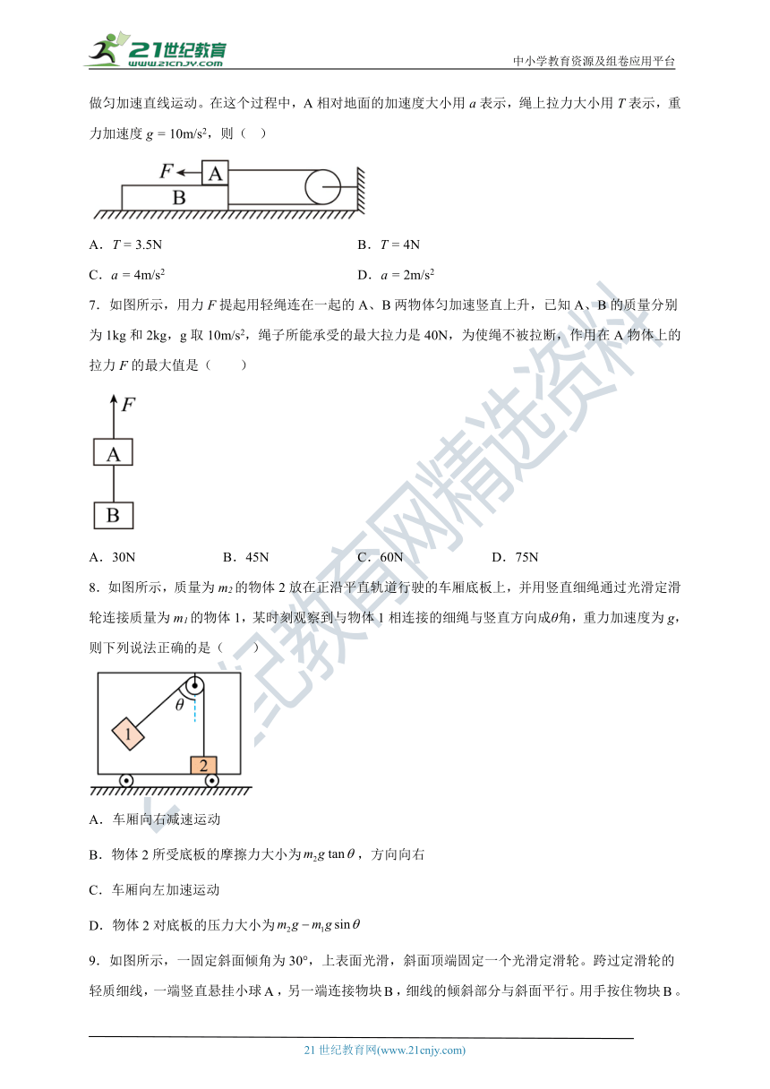 人教版物理必修一典型题：连接体模型（有解析）