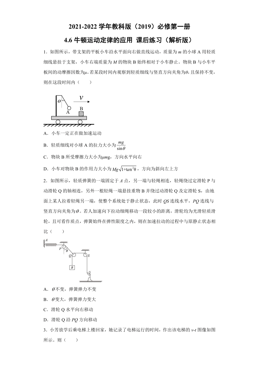 2021-2022学年教科版（2019）必修第一册 4.6牛顿运动定律的应用 课后练习（word解析版）