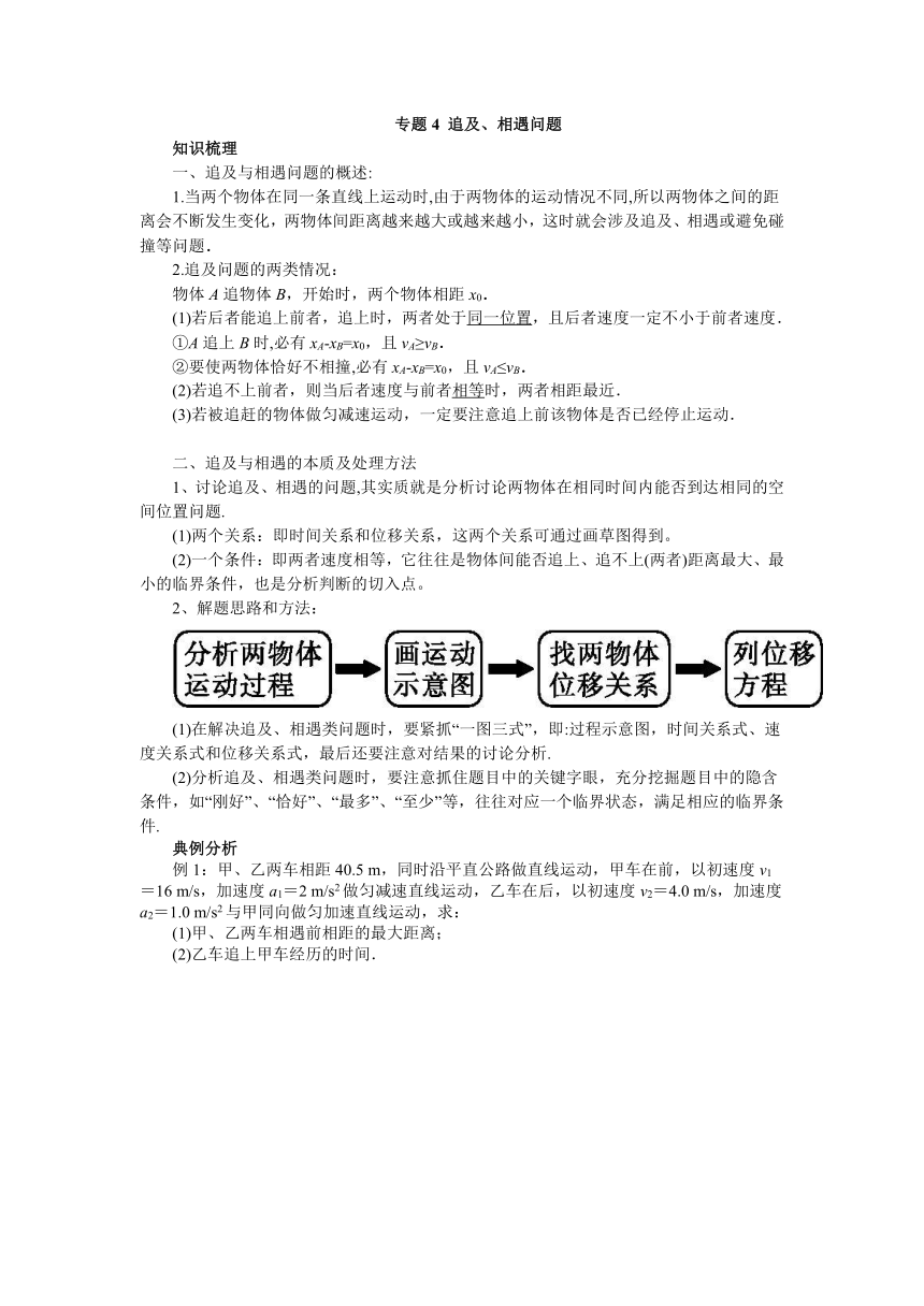 专题4 追及、相遇问题  学案-2023届高三物理暑期衔接课程（word版学案）