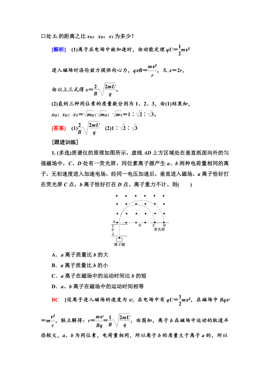 人教版（2019） 高中物理 选择性必修第二册 第1章 4.质谱仪与回旋加速器学案