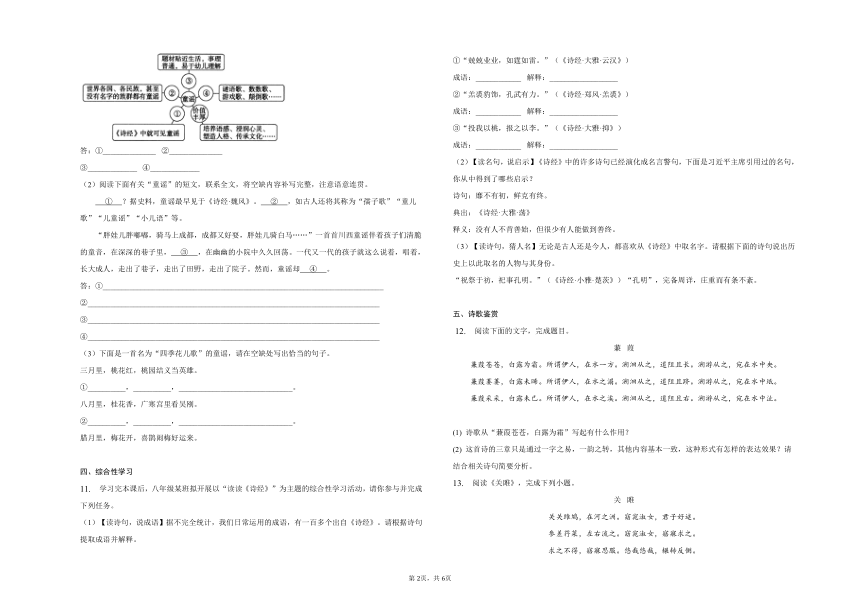 12、《诗经》二首 同步练习（含答案解析）