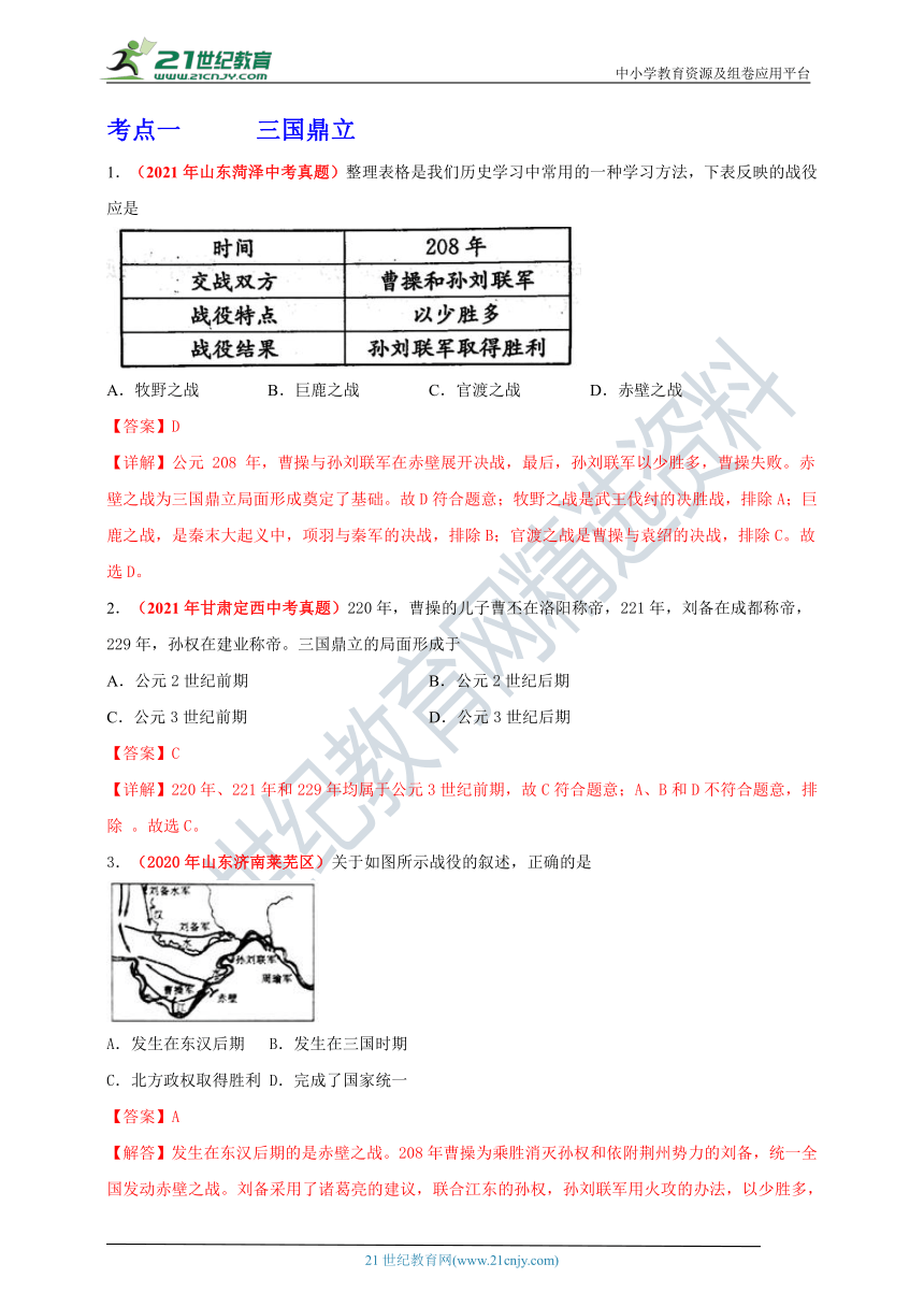 第四单元  三国两晋南北朝时期：政权分立与民族交融    单元总结与复习学案（含解析）