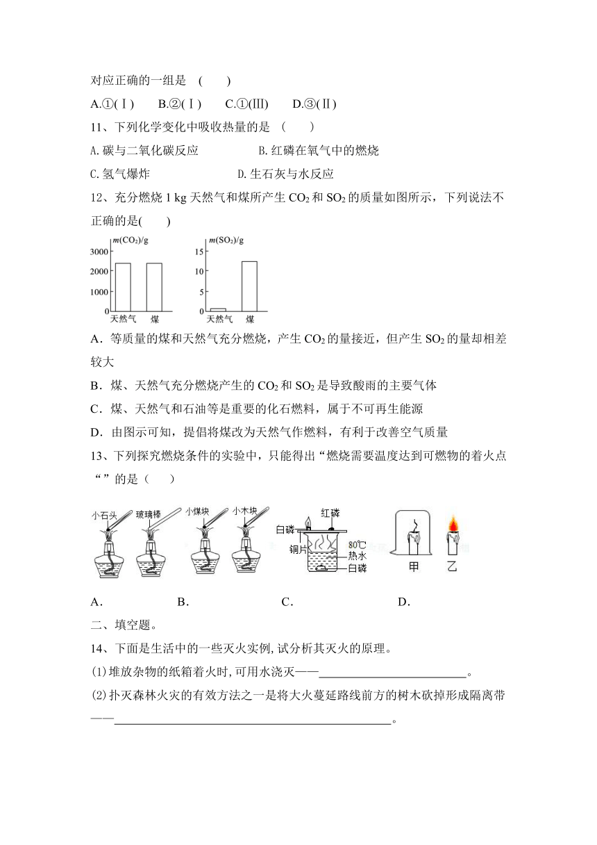 人教版九年级化学第七单元燃料及其利用练习（含答案）