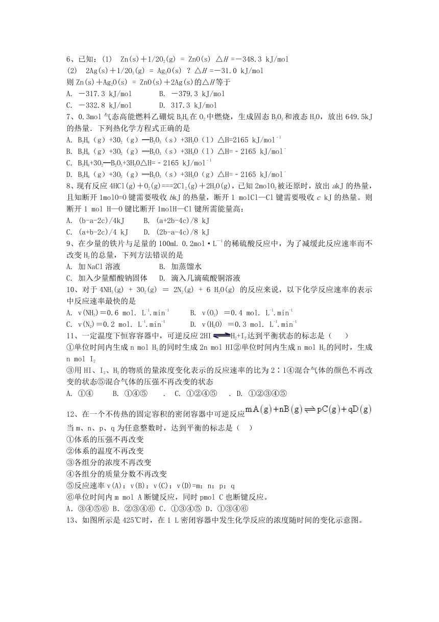 吉林省长春市清蒲高中校2020-2021学年高二上学期期中考试化学试题（Word版含答案）